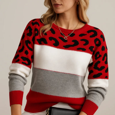 Amalia™ | Chic Leopard Patchwork Sweater