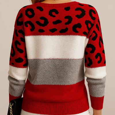 Amalia™ | Chic Leopard Patchwork Sweater