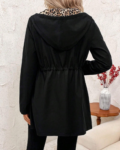 Reversible Leopard Print Hooded Coat