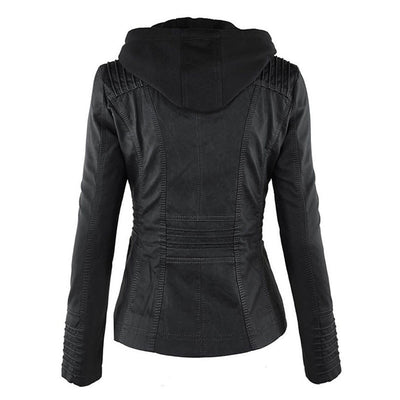 Elora | Chic Hooded Leather Jacket