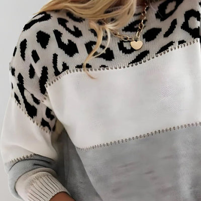 Amalia™ | Chic Leopard Patchwork Sweater