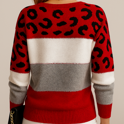Amalia™ | Chic Leopard Patchwork Sweater