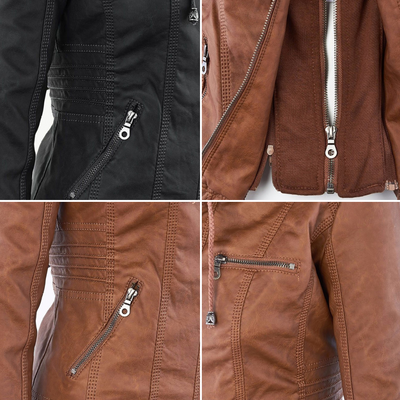 Elora | Chic Hooded Leather Jacket