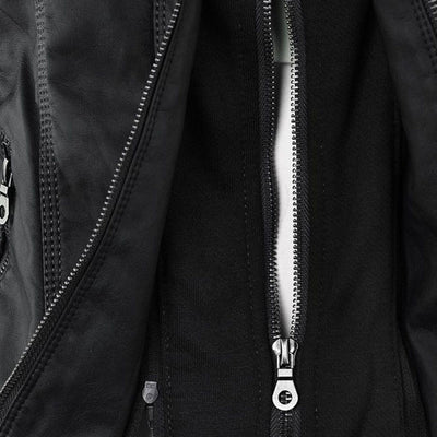 Elora | Chic Hooded Leather Jacket