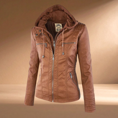 Elora | Chic Hooded Leather Jacket