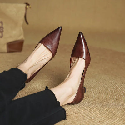 Sarah | Refined Pointed Toe Leather Pumps
