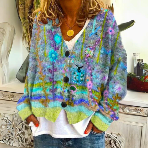 Eloria™ | Artful Floral Knit Cardigan
