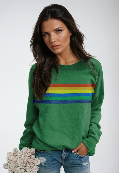 Lunara | Sweatshirt with Rainbow Print and Long Sleeves