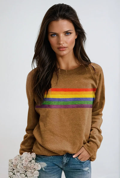 Lunara | Sweatshirt with Rainbow Print and Long Sleeves