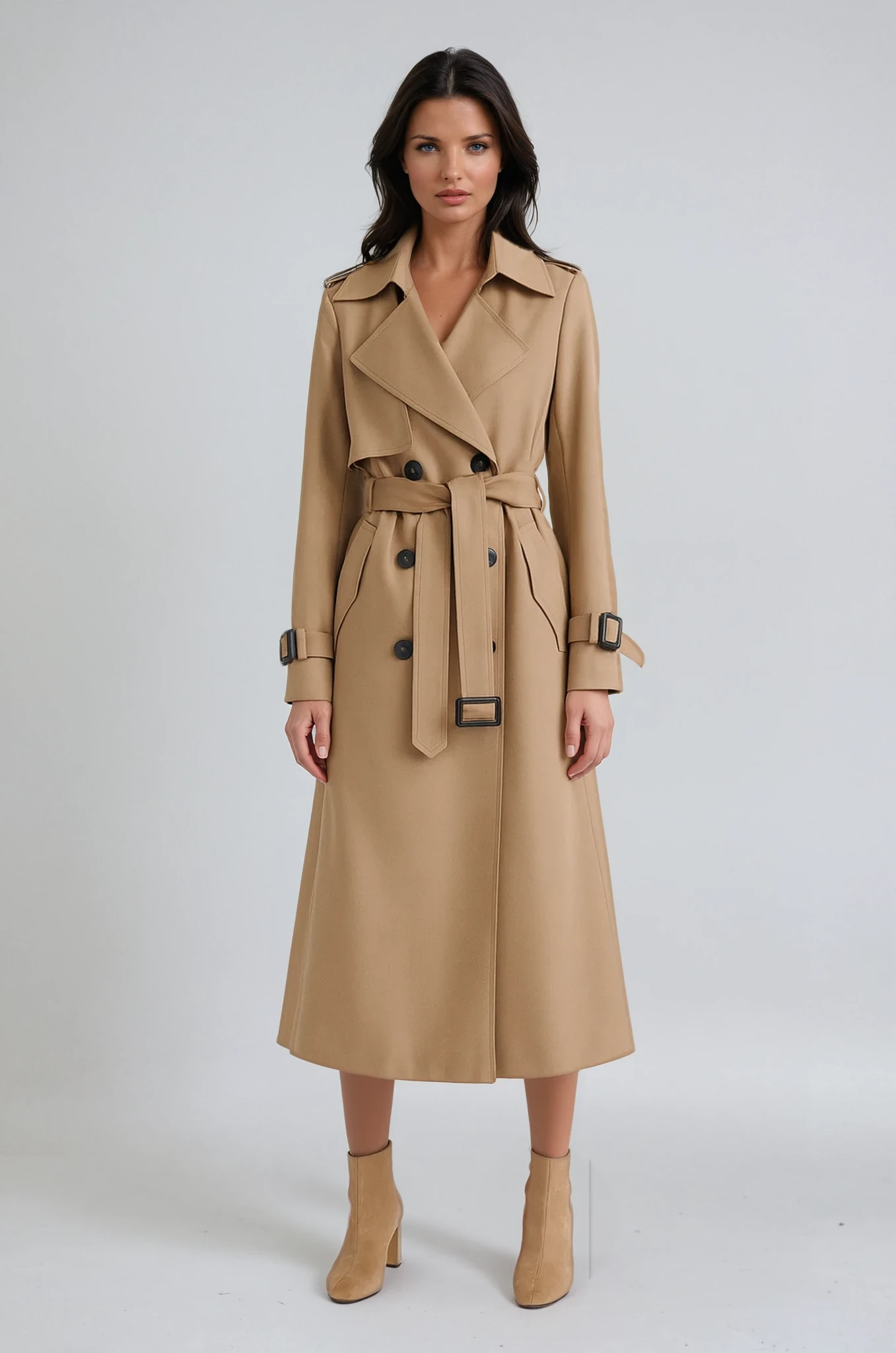 Long Trench Coat for Women | Coat with Belt
