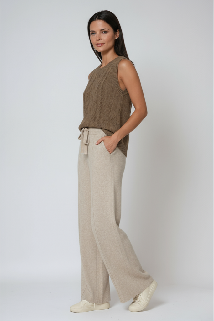 Knitted Trousers | Straight Legs and Drawstring Waist