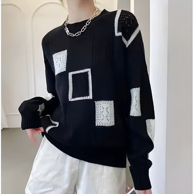 Britt | Geometric Patch Knit Sweater