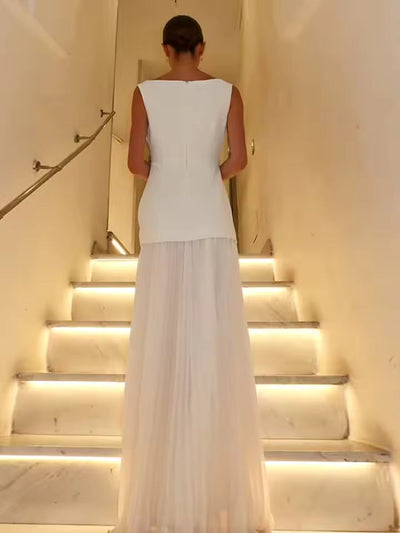 Rowina | Sleeveless Dress With Flowing Pleats