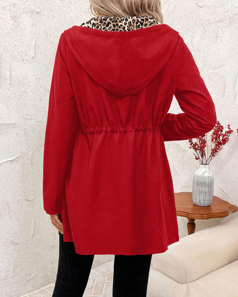 Reversible Leopard Print Hooded Coat